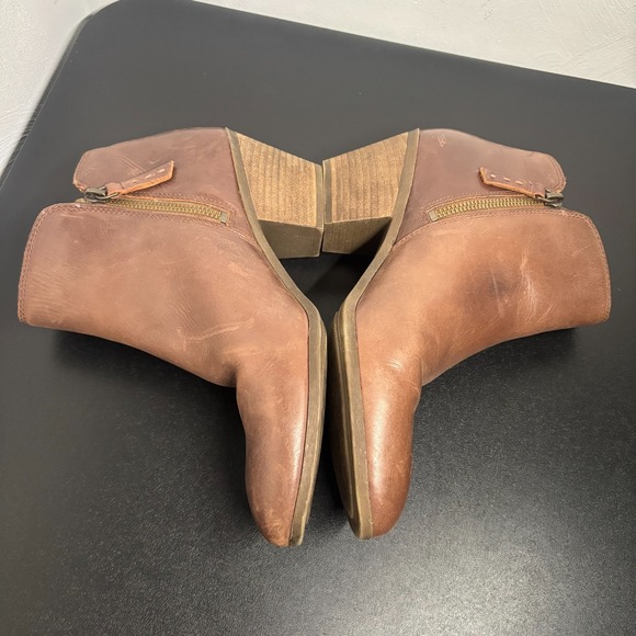 Frye Judith Double Zip Ankle Leather Booties Women's Size 9M Wheat Brown Wetsern - Picture 5 of 11